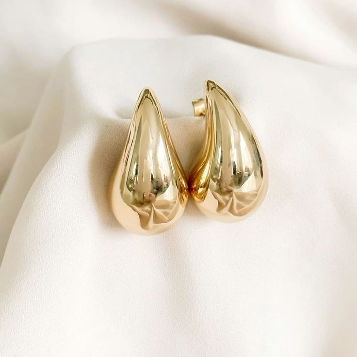 Water Drops Golden Earings